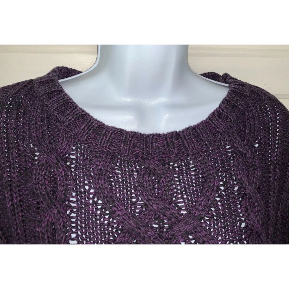 J. Jill Sz MEDIUM Sweater Purple Black Marled Chunky Knit Pullover Cotton EUC - Picture 3 of 9